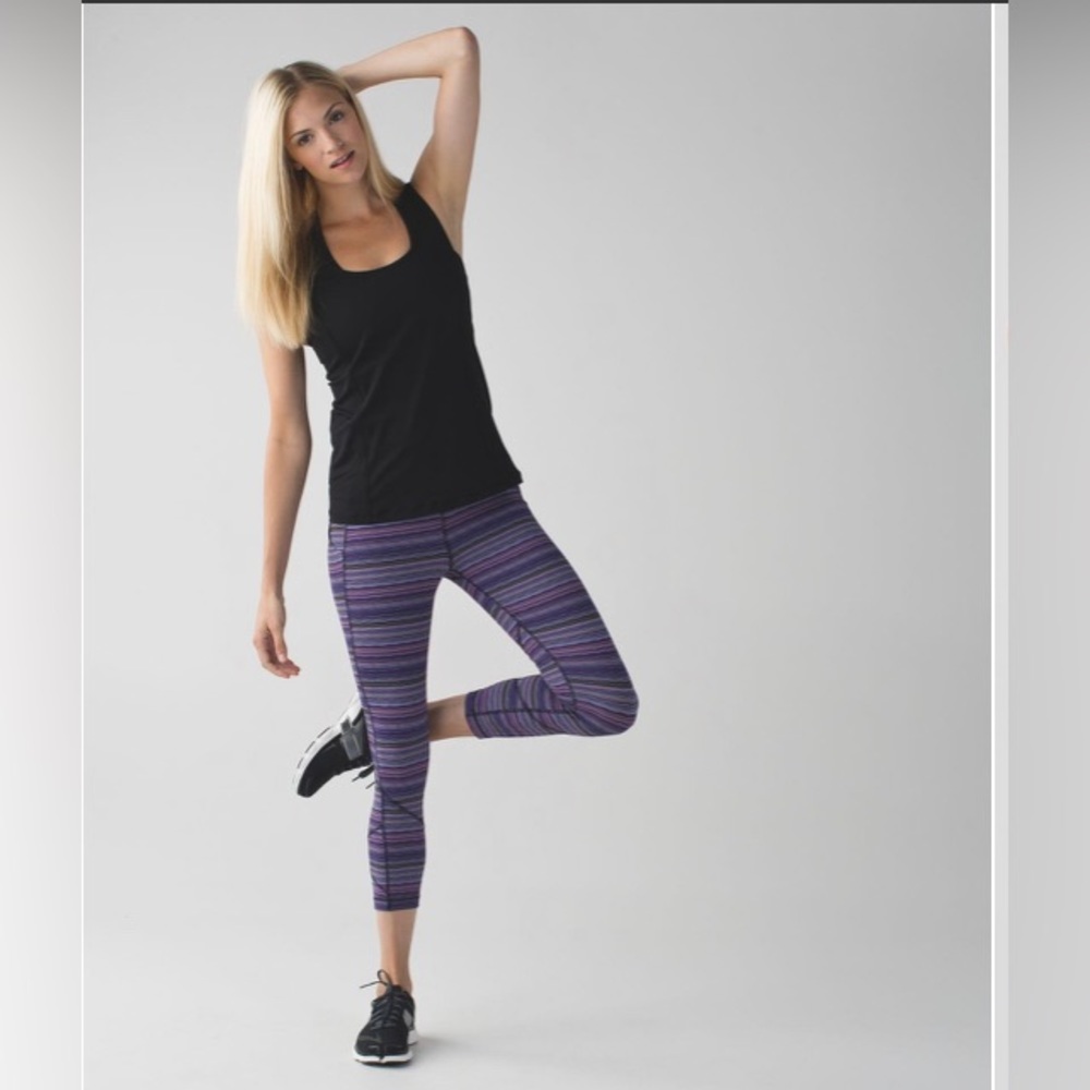 lululemon athletica Purple Striped Capri Leggings